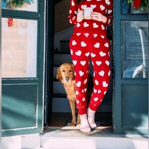 Kiel James Patrick Red and White Heart Joggers